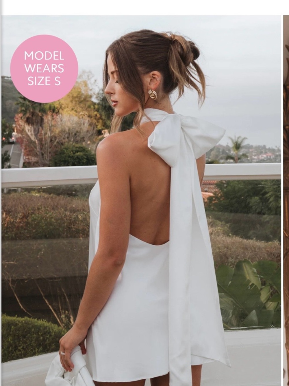 Show Me Your MuMu White Backless Halter Mini Dress with Bow